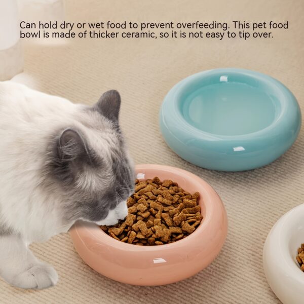 Cat Bowl Ceramic Cat Bowl Dish Pet Bowl Donut Shape Cat Food Bowl Anti-Fall Flip Bowl Non-slip Multiple Colors Shapes Snack Bowl - Image 4