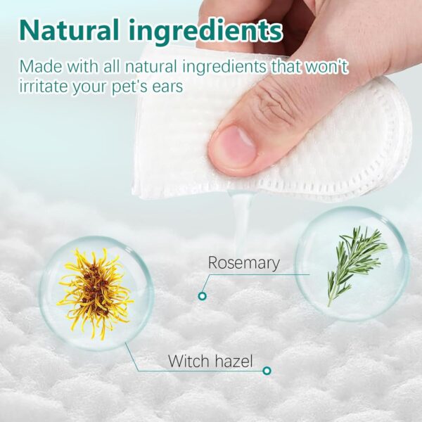 Pet Ear Wipes, Ear Cleaner Finger Wipes for Cats and Dogs, Soft & Easy Otic Cleaning Pads, Pet Supplies for Regular Soothing Odo - Image 3
