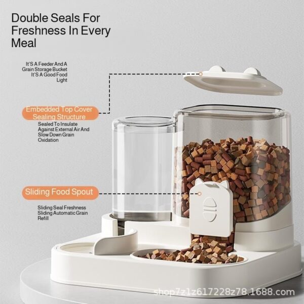 Automatic Dog Cat Feeder and Water Dispenser Gravity Food Feeder and Waterer Set with Pet Food Bowl Universal Pet Products - Image 2
