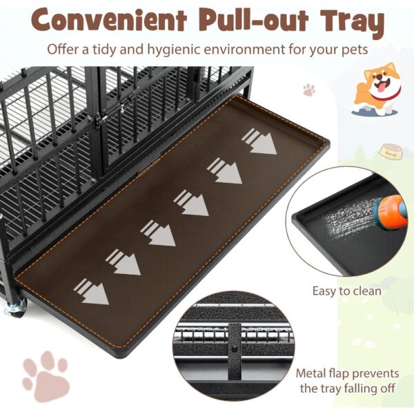 Masterpiece  38 Inch Foldable Metal Dog Crate, Heavy Duty Dog Cage With 2 Lockable Doors, Removable Tray, Lockable Unive - Image 5