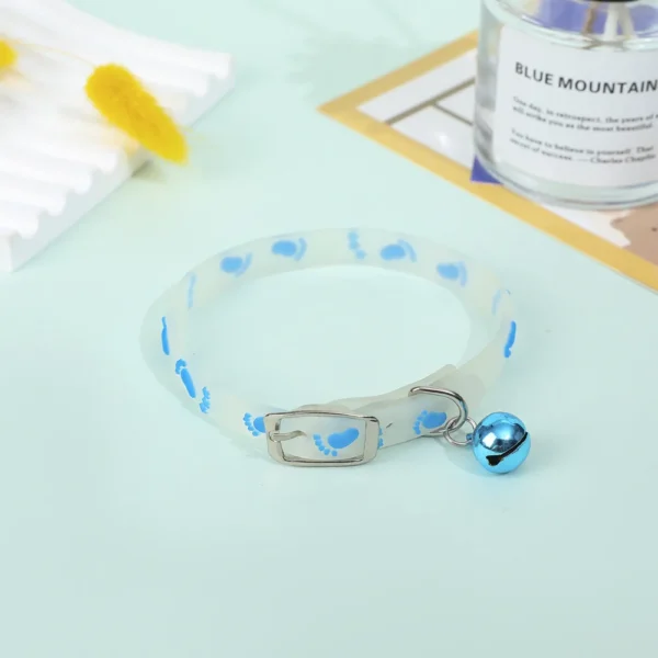 Pet Fluorescent Luminous Silicone Footprint Collar Cat Dog Luminous Collar Night Puppy Kitten Outdoor Anti-loss Pet Supplies - Image 7