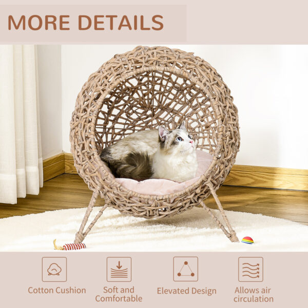 Rattan Classic Cat Bed – Metal Tripod Base, Soft Cushion + Enclosed Design, For Cats Up To 11 lbs - Image 6