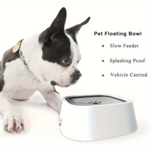 Spill-Proof Pet Water Bowl, Non-Slip Base, Floating Filter, Clear, No Batteries, Dogs, Travel, Water Station