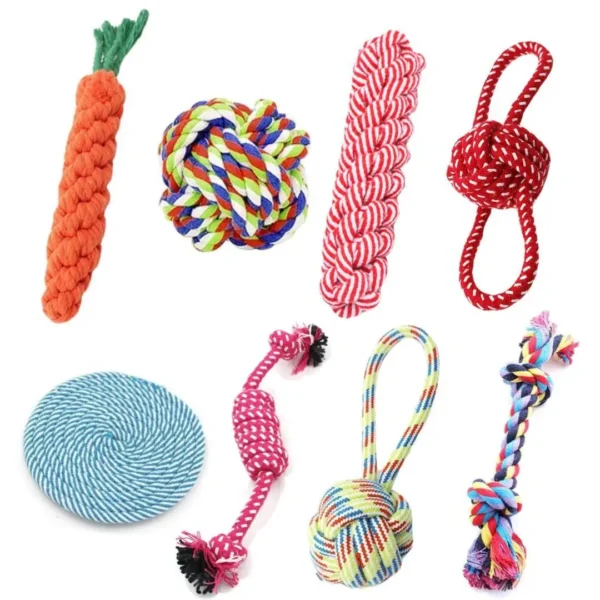 1pc Dog Toy Carrot Knot Rope Ball Cotton Rope Dumbbell Puppy Cleaning Teeth Chew Toy Durable Braided Bite Resistant Pet Supplies - Image 3