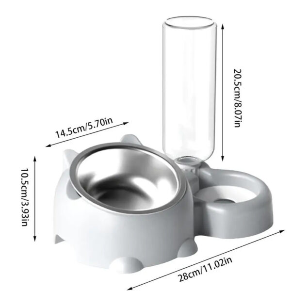 Cat Food And Water Bowl Set Adjustable Tilted Food Water Bowl Automatic Water Dispenser Bottle No Spill Pet Feeder For Cats Dogs - Image 6