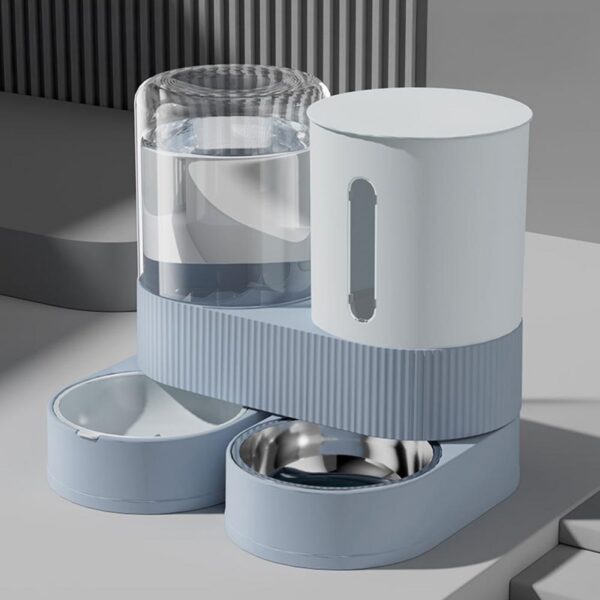 Automatic Cat Feeder Automatic Pet Feeder Water Dispenser Set for Cats Dogs 2-in-1 Food Bowl with Stainless Steel Insert - Image 3