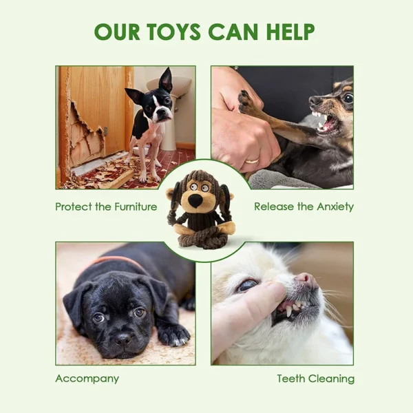 Squeaky Puppy Toys Plush Puppy Chew Toys for Teething Training Dog Toys for Small Dogs Toy for Cute Monkey Interactive Dog Toy - Image 3
