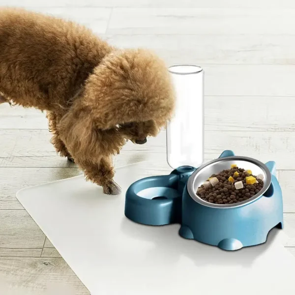 Cat Food And Water Bowl Set Adjustable Tilted Food Water Bowl Automatic Water Dispenser Bottle No Spill Pet Feeder For Cats Dogs - Image 2