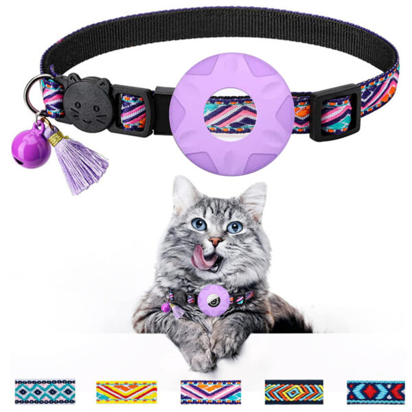 Airtag Pet Collar Adjustable Nylon Puppy Cat Collar With Bell Anti-lost Pet Necklace With for Apple Airtag Holder Pet Supplies - Image 9