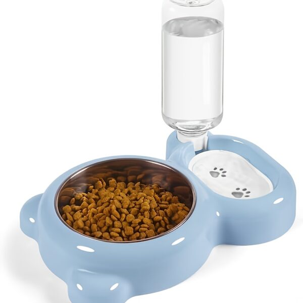 Double Bowl Set Cat Bowl , pet automatic water dispenser bottle to keep your pet hydrated and fed - Image 6