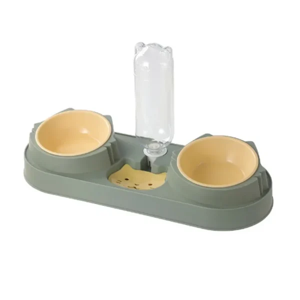 Double Dog Cat Bowls with Water Dispenser Tilted Cat Food Dishes for Indoor Pet Easily Detached Wet and Dry Food Bowl Set - Image 6