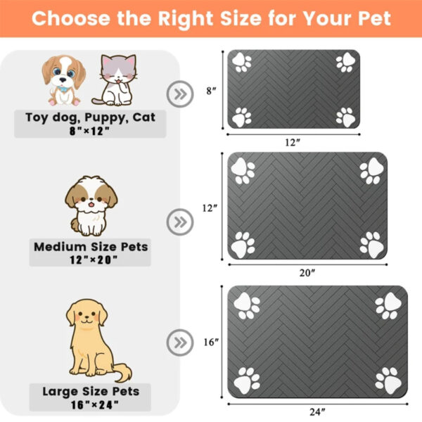 Pet Feeding Dropshipping Pet Placemat for Food and Water Bowl, with Waterproof Rubber Backing, Quick Dry Water Mat for Dog Cat - Image 2