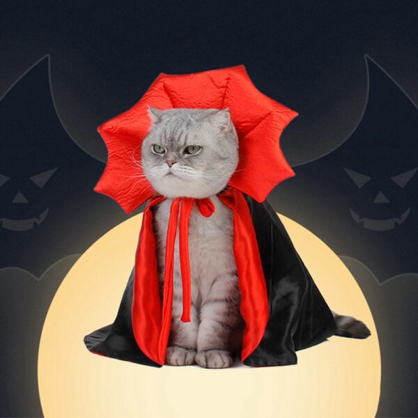 Funny Pet Role Play Costume Vampire Cloak For Small Dog Cat Halloween Puppy Cape Dress Kawaii Pet Clothes Cat Accessoties Gift - Image 2