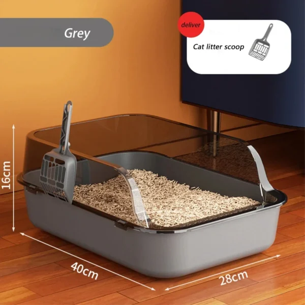Cat Litter Box Large Capacity Semi-closed Plastic Anti-Splash Cats Toilet Bedpan Big Oversized Cat Tray Bedpan Cat Toilet Bowl - Image 8