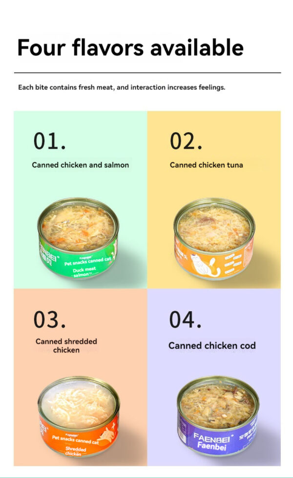 200g Canned cat white meat snack can cat snacks cat staple food young cat fat tuna cod salmon chicken cat wet food pet supplies - Image 6