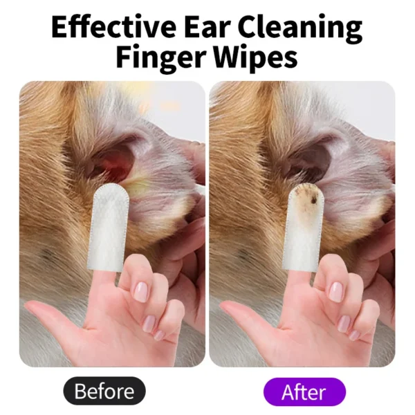 Ear cleaning pet supplies, pet ear cleaning wipes, ear care finger cots, ear mite removal for cats and dogs - Image 3