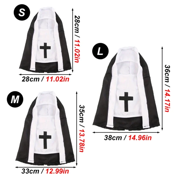 1pc Hallow Funny Pet Nun Costume for Small Cats & Dogs Cross Design for Halloween Parties & Photo Ops Adjustable Pet Nun Costume - Image 3