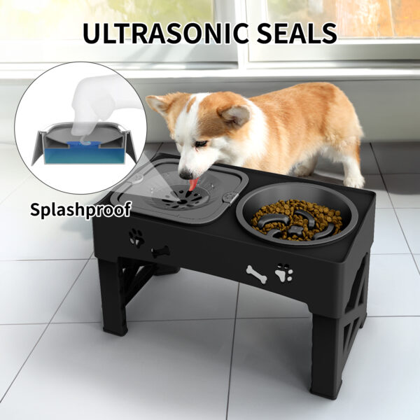3 In 1 Pet Feeder Slow Feed Bowls Double Bowls Foldable With 5 Adjustable Height Suitable For Pets Of Different Heights - Image 5
