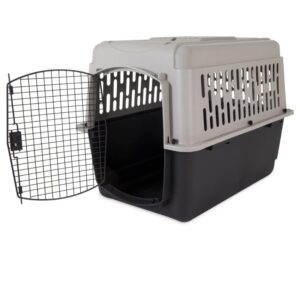 Vibrant Life Pet Kennel Medium 36" Dog Crate, Plastic Travel Pet Carrier for Pets 50-70 lb, Grey
