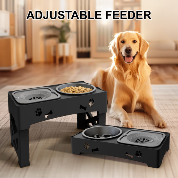 3 In 1 Pet Feeder Slow Feed Bowls Double Bowls Foldable With 5 Adjustable Height Suitable For Pets Of Different Heights - Image 4