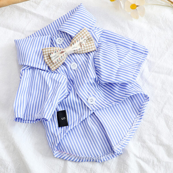Pet Dog Clothes Bowknot Striped Shirts Thin Summer Blue Fashion Chihuahua Stripe Shirt for Small Dogs Clothing Wholesale - Image 7