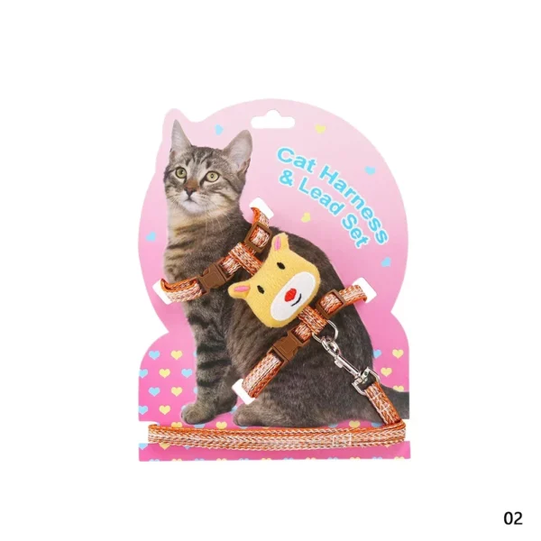 Cat Collar Pet Harness Adjustable Cute Cartoon Kitten Harness Cat Vest Harness with Pet Leash Walking Lead Leash for Cat Product - Image 10