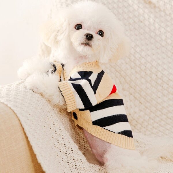 Luxury Dog Clothes Chihuahua Pet Striped Cardigan Sweater Bichon Frise Puppy Kitten Dog Warm Coat Cat Dog Accessories Pet Outfit - Image 7