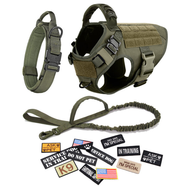 Dog Harness Leash Collar Patches Set for Medium Large Dogs Military Pet Vest Adjustable Tactical Dog Harnesses Training Walking - Image 9
