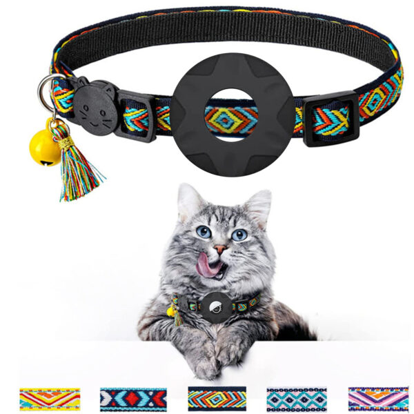 Airtag Pet Collar Adjustable Nylon Puppy Cat Collar With Bell Anti-lost Pet Necklace With for Apple Airtag Holder Pet Supplies - Image 11