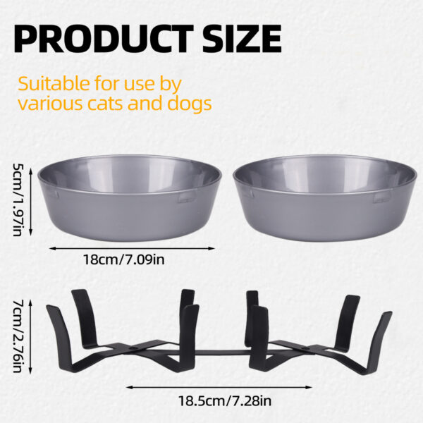 Large-capacity feeding bowl and drinking bowl for pets, integrated dual bowl, folding high-legged stand, easy to carry, protects - Image 2