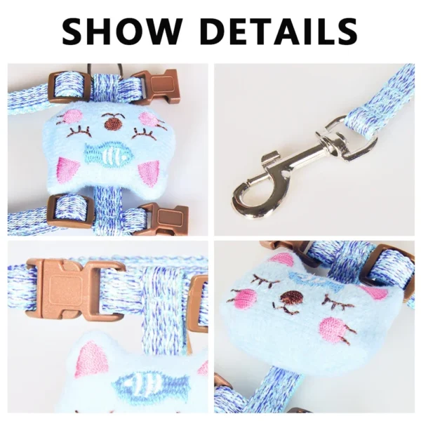 Cat Collar Pet Harness Adjustable Cute Cartoon Kitten Harness Cat Vest Harness with Pet Leash Walking Lead Leash for Cat Product - Image 5