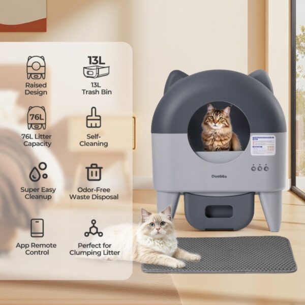 Automatic Cat Litter Box Extra Large Self Cleaning Litter Box with APP Control Odor Control for Multi-Cat Compatible - Image 2