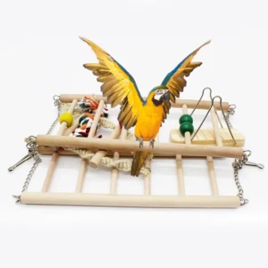 Wood Ladder with Metal Hook for Birds in Cage Nest Bird Toys Parrot Accessories Stand Aves Budgie Agapornis Swing Perch Pet Toys