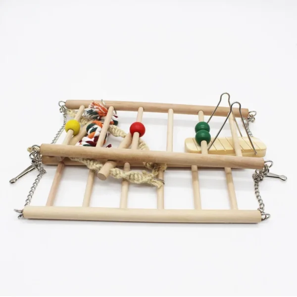 Wood Ladder with Metal Hook for Birds in Cage Nest Bird Toys Parrot Accessories Stand Aves Budgie Agapornis Swing Perch Pet Toys - Image 5