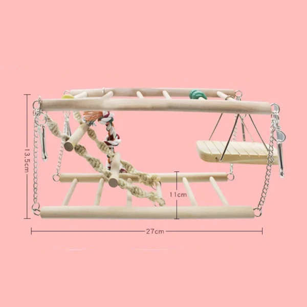 Wood Ladder with Metal Hook for Birds in Cage Nest Bird Toys Parrot Accessories Stand Aves Budgie Agapornis Swing Perch Pet Toys - Image 6