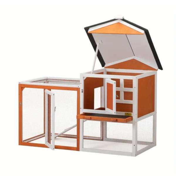 Wooden Rabbit Hutch Cage House Habitat Animal Pet Chicken Coop Outdoor - Image 4