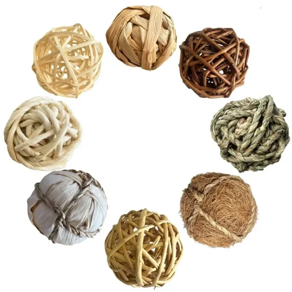 Chewing Braided Ball Guinea Pig Rabbit Hamster Small Animal Play Pet Interactive Chew Toy Natural Grass Ball Bunny Supplies - Image 2