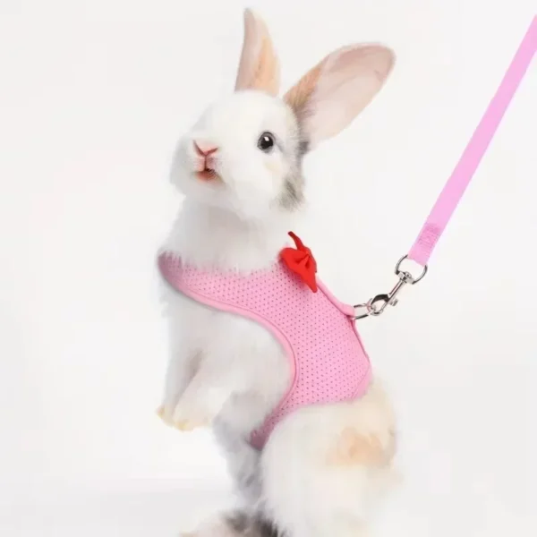 Adjustable Bunny Harness And Leash Set Soft Pet Harness Vest Cloth Lead For Small Animals Rabbits Ferret Kitten - Image 3