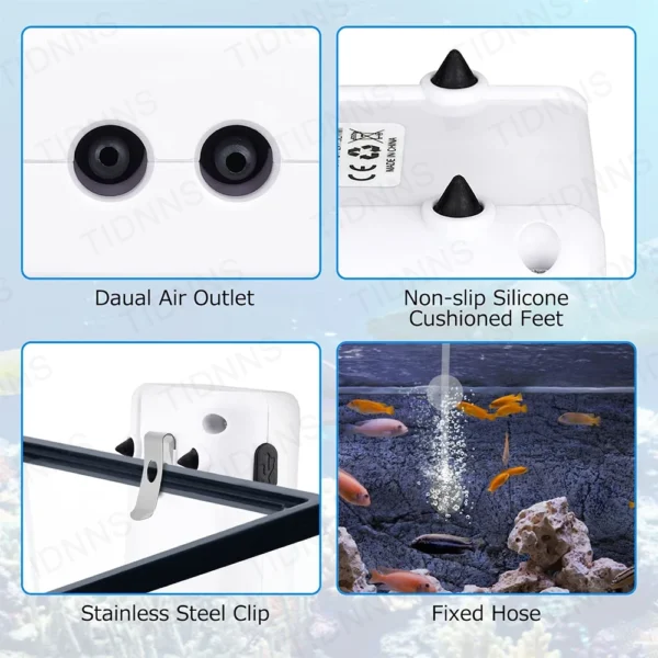 Aquarium Fish Tank Oxygen Pump Charging Dual-Purpose Air Pump Usb Lithium Battery Household Portable Fishing Mute 6000mA Outdoor - Image 2