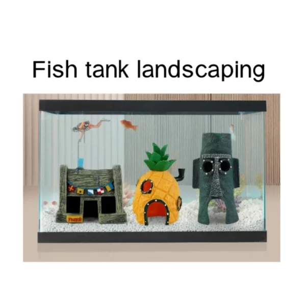 Cute Aquarium Resin Decoration Castle Pineapple Dining Room Dodge House Aquarium Small Ornament Fish Tank Accessories Decoration - Image 5