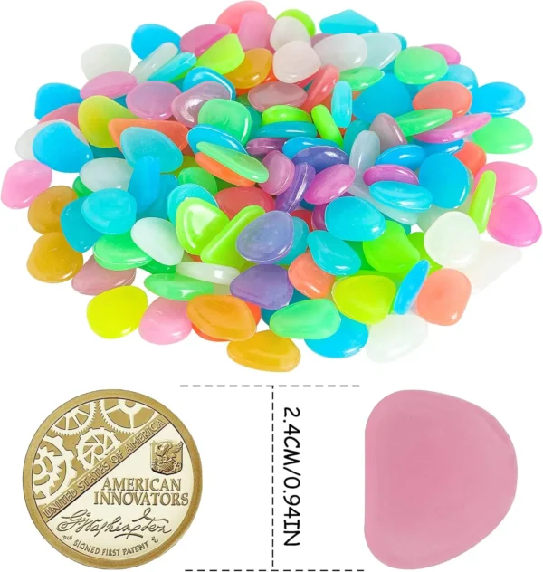 150PCS Glow-in-Dark Luminous Stones – Mixed Color Decorative Rocks for Aquarium, Garden, Path & Patio - Image 2