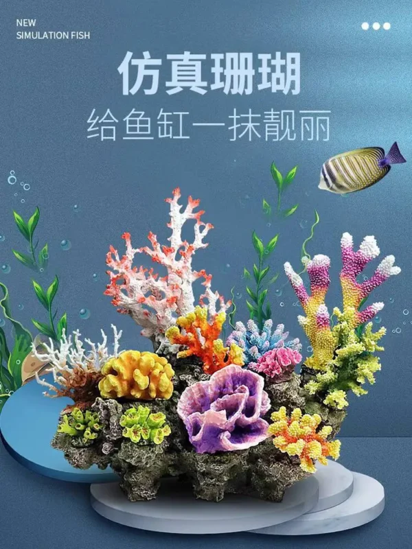 Fish Simulation Fake Coral Landscaping Full Rockery Aquatic Plants Decoration Marine Aquarium Scenery Fish and Hideout House - Image 3