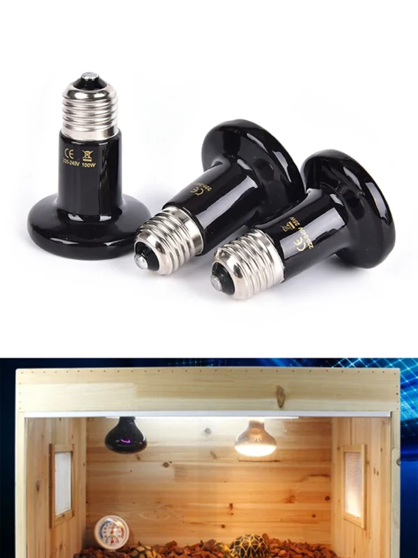 Reptile Heat Lamp Black Infrared Ceramic Emitter Heat Light Bulb Pet Brooder 220-240V Touch Lamp For Chameleon Cage Snake Tank - Image 2