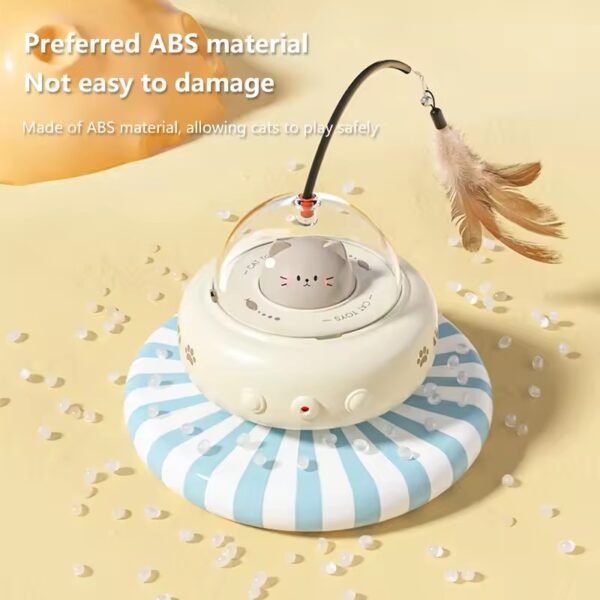 USB Rechargeable Smart Ufo Cat Toy with Rotating Feather Automatic Fun Interactive Play for Indoor Cats Kitten Training - Image 3