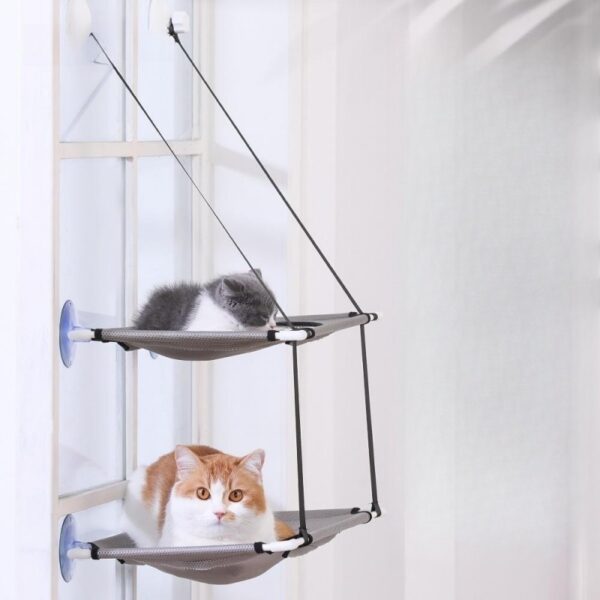 Cat Hammock Window Bed Kitten Sunny Seat Hanging Mount Beds Cat Sofa playing double-decker tunnels Suction Cup Wall Pet Hanging - Image 3