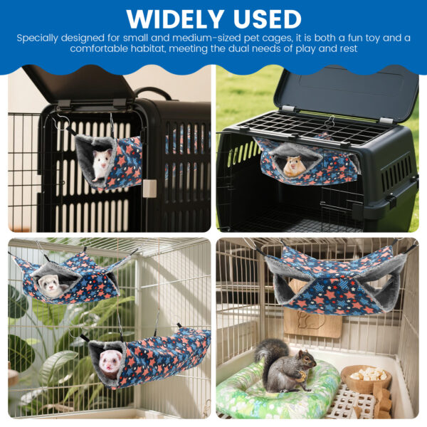 2Pcs Ferret Hammock Polyester Hamster Hammock with Loop and Tunnel Guinea Pig Hideout Ferret Bed Practical Pet Cage Accessories - Image 6