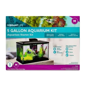 5 Gallon Aquarium Starter Kit with Blue White LED Lights for Home or Office Decor Easy to Set Up and Maintain Ideal for Beginne