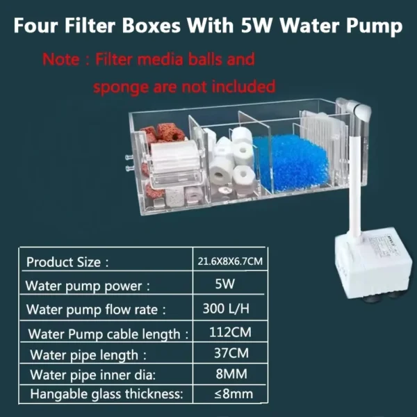 1PC Fish Tank Waterfall Filter Box Wall Mounted Built-in Silent Circulating Water Purifier For Aquarium Tank Box With Water Pump - Image 9