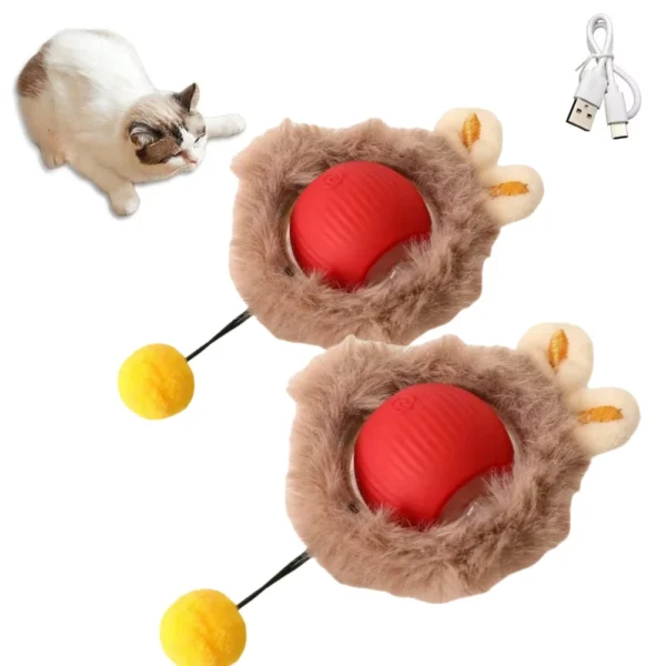 Cat Interactive Ball Toys Automatic Rolling Ball Faux Tail Rechargeable Smart Pet Electric Toy Dog Cat Training Imitate Mouse - Image 14