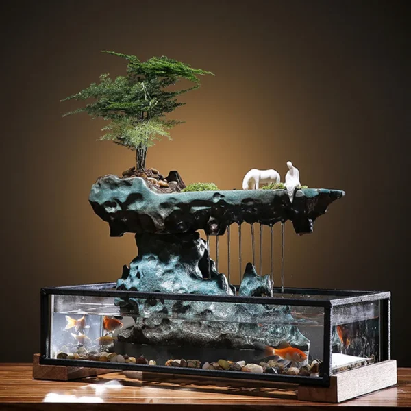 Desktop Fountain With Fish Tank Bedroom Decoration - Image 2